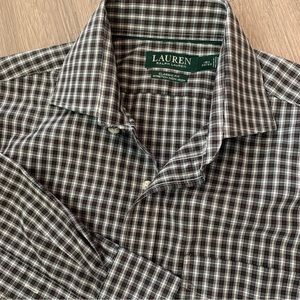 LAUREN RALPH LAUREN Mens Size 15 1/2  32/33 Plaid‎ Classic Fit Stretch Button Up